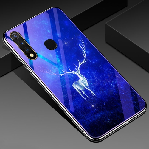 Case Vivo Y19 / Pre-Order * เคสกันกระแทกปกหลังกระจกอิเล็กโทรไลต์สีน้ำเงิน *