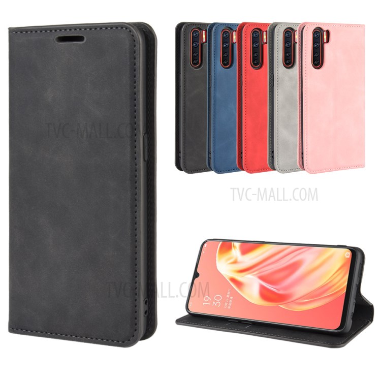 Case OPPO A91 / Pre-order * เคสฝาป้องกันกระเป๋าสตางค์หนังพลิก Silky Touch อัตโนมัติดูดซับ *