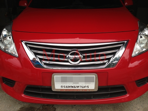 คิ้วกระจังหน้า 6 ชิ้น โครเมียม Almera 2011-2013