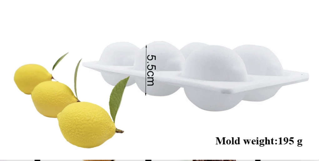 แม่พิมพ์ซิลิโคน เลม่อน มะนาว 6 ช่อง 3D 5*7*3cm 100g 005404