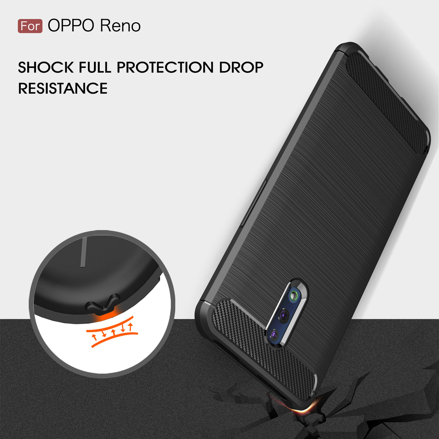 Case OPPO Reno / Pre-order * เคส TPU แบบคาร์บอนไฟเบอร์ทำจากวัสดุ TPU คุณภาพสูงปลอดสารพิษและทนทาน *