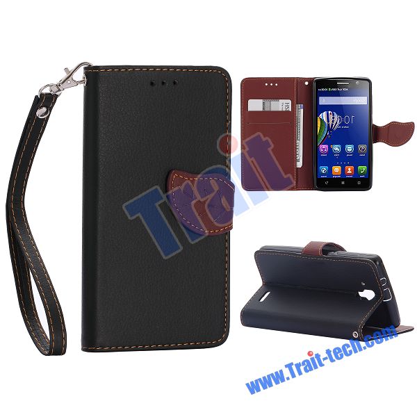 Case Lenovo A536 / Pre-order * เคสหนังผิวลิ้นจี่ ปิดด้วยรูปใบไม้ *