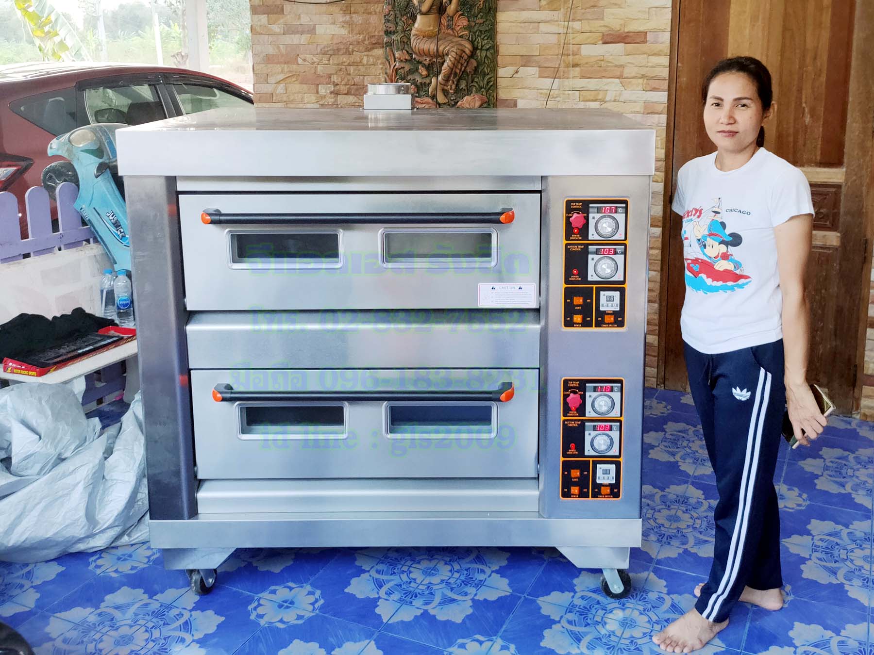 เตาอบขนมแก๊สควบคุมด้วยไฟฟ้า4ถาดใหญ่