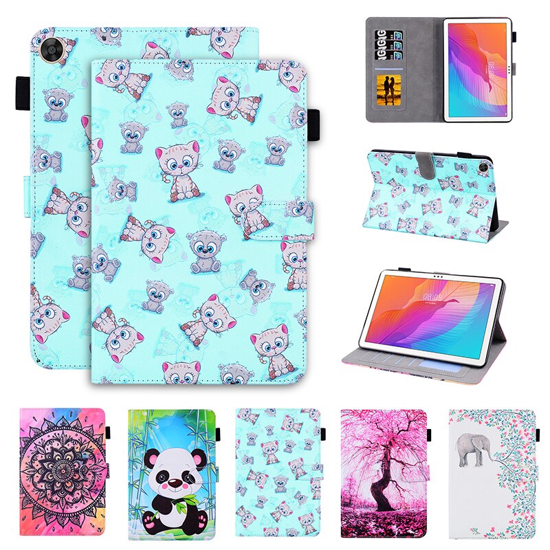 Case Huawei MatePad T10 / Pre-Order * เคสหนังPU น่ารักแพนด้าช้างดอกไม้ฝาครอบ *