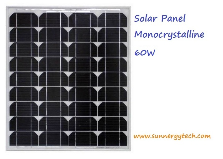 แผงโซล่าเซลล์ ชนิด Mono-Crystalline ขนาด 60W