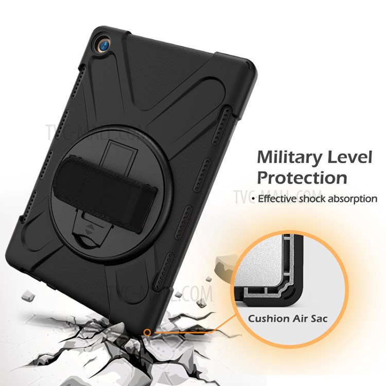 Case Huawei MediaPad M5 Pro / Pre-Order * เคสขาตั้งแบบหมุนได้ 360 องศา PC + เคสซิลิโคน Combo พร้อมสายคล้องมือ *