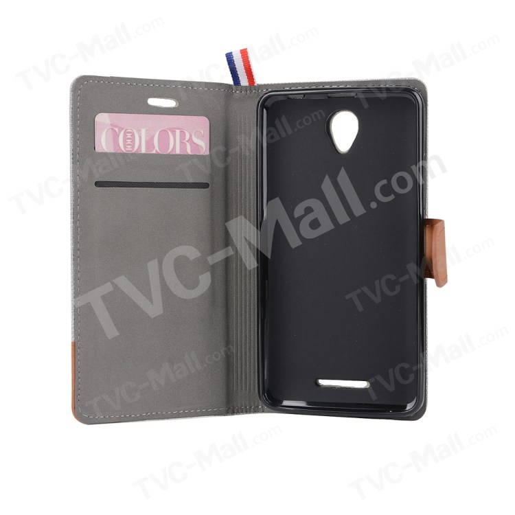 Case Lenovo A5000 / Pre-order * เคสยีนส์ผ้า Skin Leather Card Slot *