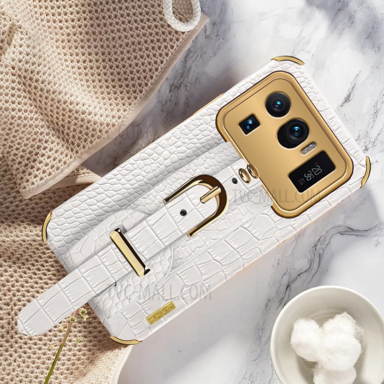 Case Xiaomi Mi 11 Ultra 5G # Pre-Order * 6D Electroplated จระเข้เนื้อสายรัดข้อมือออกแบบหนัง PU เคลือบ *