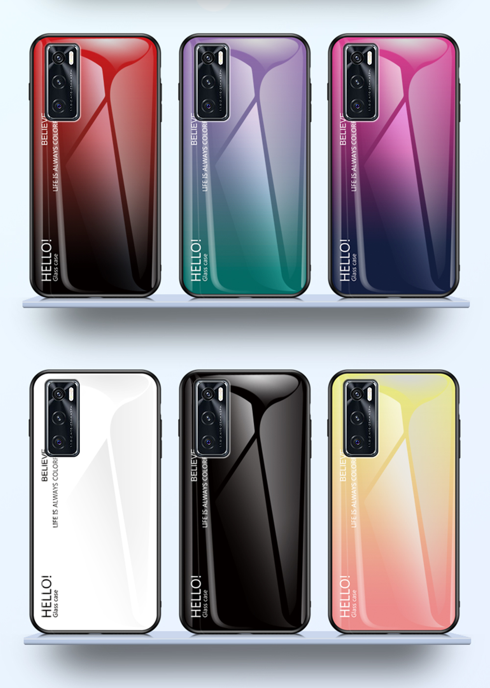Case Vivo V20 SE / Pre-Order * เคสมือถือกระจกนิรภัยพร้อมภาพวาดลวดลายไล่ระดับ *