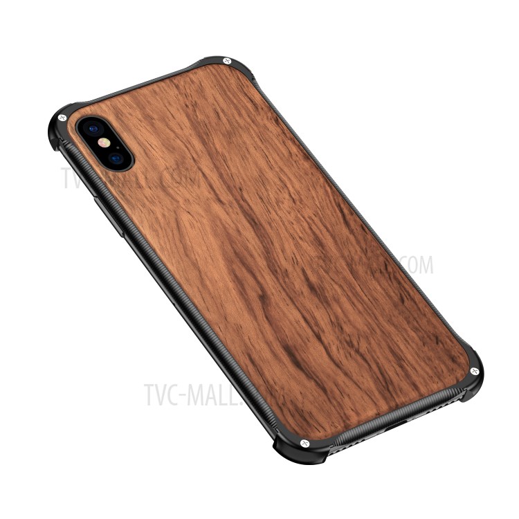 Case iPhone X # Pre-Order * เคสปกหลังไม้จริงธรรมชาติพื้นผิวด้านสิ่งแวดล้อม + โครงอลูมิเนียมอัลลอยด์คุณภาพสูง *