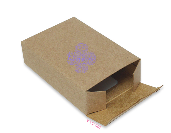 กล่องกระดาษคราฟ มีช่องพลาสติกโชว์สบู่ 6 x 9 x 2.5cm 60ชิ้น