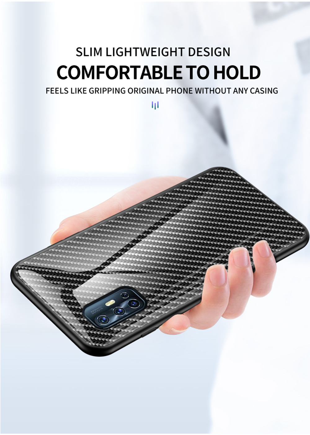 Case Vivo V17 / Pre-order * เคสคาร์บอนไฟเบอร์ + พื้นผิวกระจก + PC + TPU *