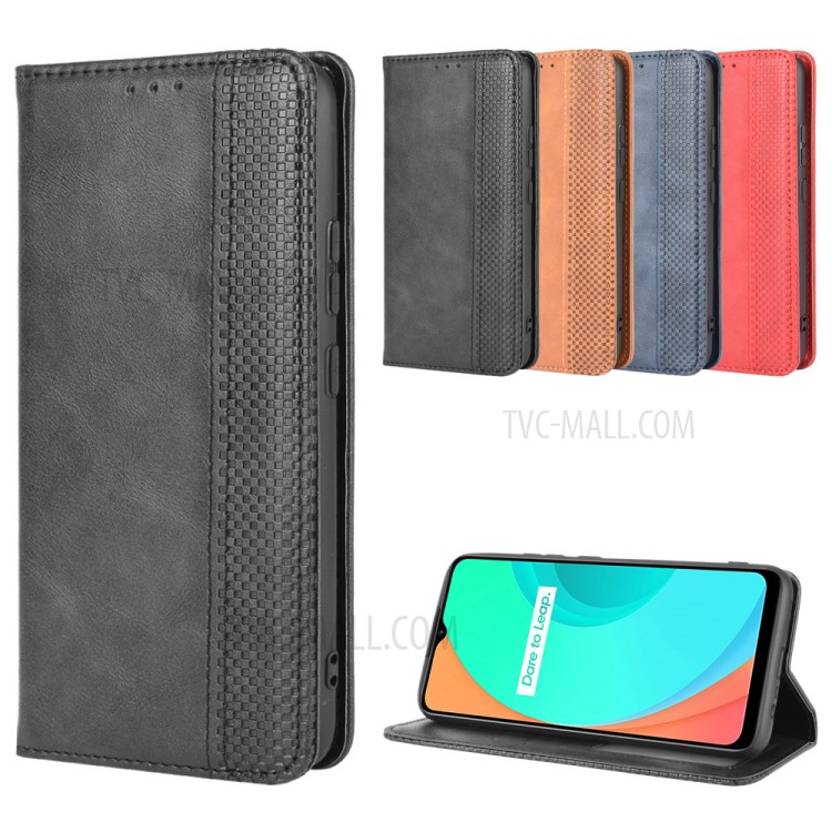 Case Realme C11 / Pre-order * Auto-ดูดซึม Retro หนัง PU เคสกระเป๋าสตางค์มือถือ *