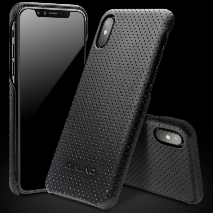 Case iPhone X, iPhone XS / Pre-Order * QIALINO พรีเมี่ยมพีซีเคลือบด้วยหนัง cowhide ชั้นแรก กระจายความร้อนด้วยรูตาข่าย *