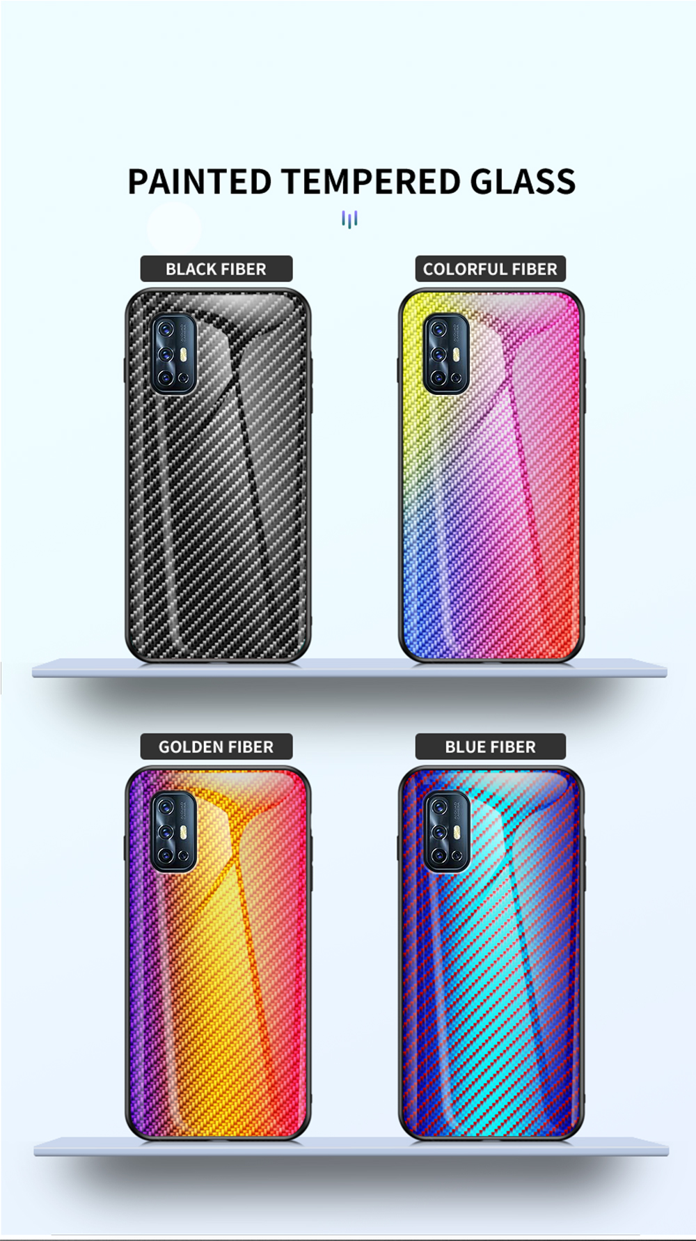 Case Vivo V17 / Pre-order * เคสคาร์บอนไฟเบอร์ + พื้นผิวกระจก + PC + TPU *