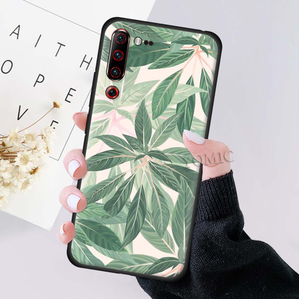 Case Lenovo Z6 Pro / Pre-Order * ใบไม้สีเขียวเขตร้อน เคสซิลิโคนพิมพ์ลาย วัสดุ: ที่มีคุณภาพสูงสีดำซิลิโคนอ่อนนุ่ม *