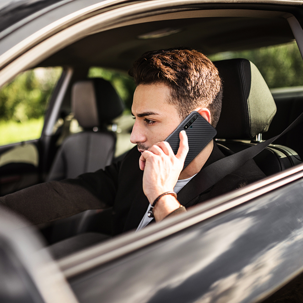 Case Huawei Nova 5T / พร้อมส่ง * เคสคาร์บอนไฟเบอร์ Skin Soft TPU - สีกุหลาบทอง *