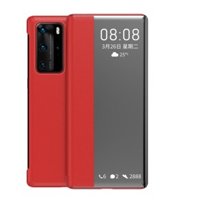 Case Huawei P40 Pro / Pre-order * เคสView Window Flip Leather Cover ทำจากวัสดุหนัง PC + PU หน้าต่างโปร่งแสงเพื่อการดูข้อมูลที่ง่าย *