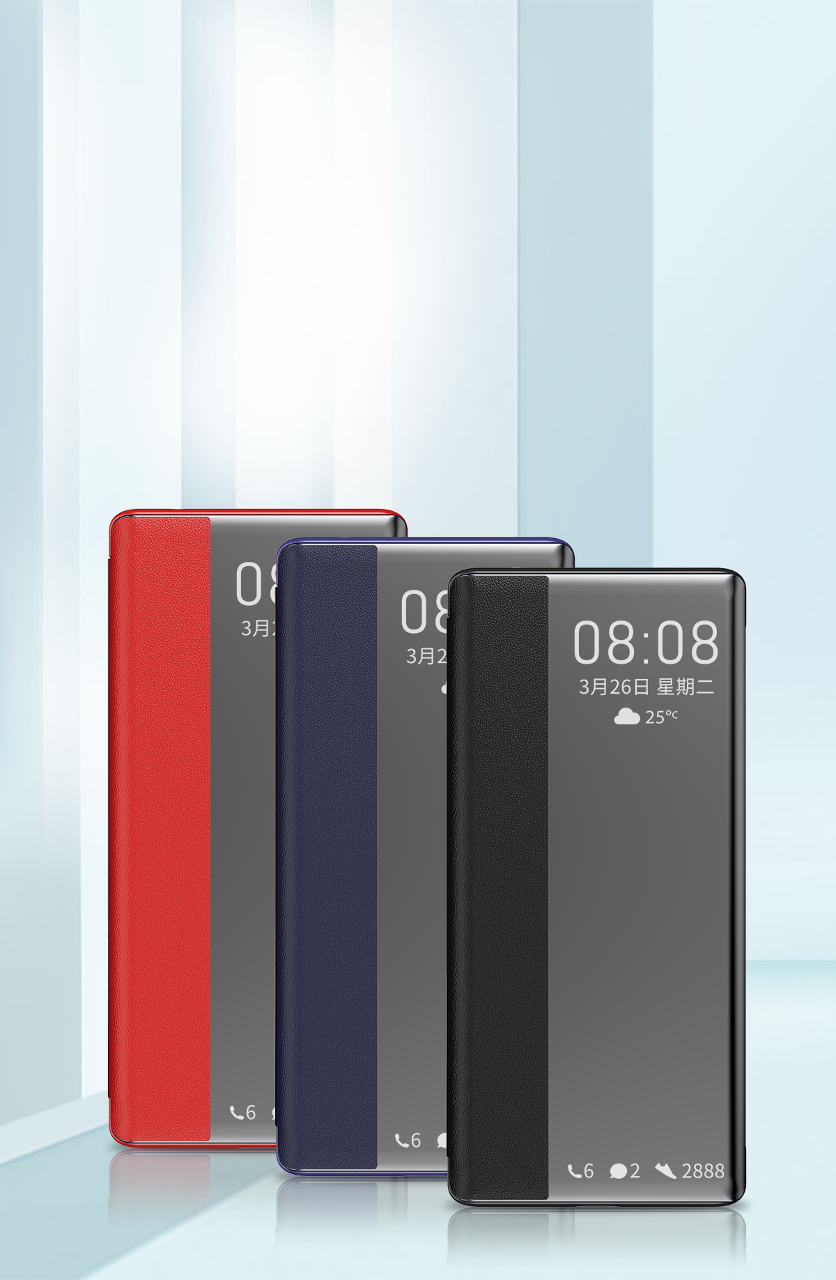 Case Huawei P40 Pro / Pre-order * เคสView Window Flip Leather Cover ทำจากวัสดุหนัง PC + PU หน้าต่างโปร่งแสงเพื่อการดูข้อมูลที่ง่าย *