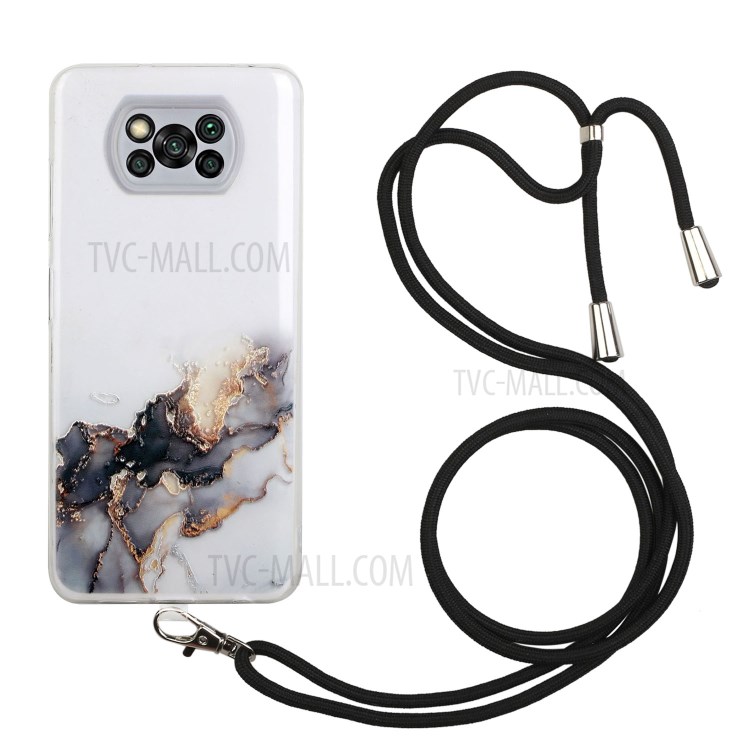 Case Xiaomi Poco X3 Pro / X3 / X3 NFC # Pre-Order * เคส TPU อ่อนที่มีการป้องกันอย่างดีพร้อมลวดลายหินอ่อน + เชือกเส้นเล็กที่ปรับได้ *