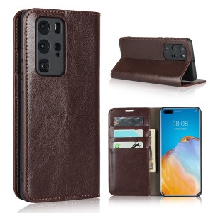 Case Huawei P40 Pro / Pre-order * กระเป๋าสตางค์ Crazy Horse Surface Stand ฝาหนังแท้ *