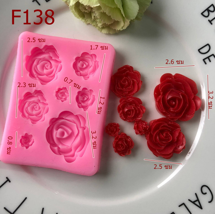 F138 พิมพ์ซิลิโคน โมลกุหลาบ 7 ดอก