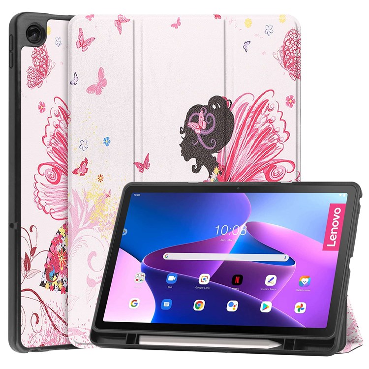 Case Lenovo Tab M10 Plus (3rd Gen) # Pre-order * เคส 3 พับ พิมพ์ลาย พร้อมช่องเสียบปากกา *