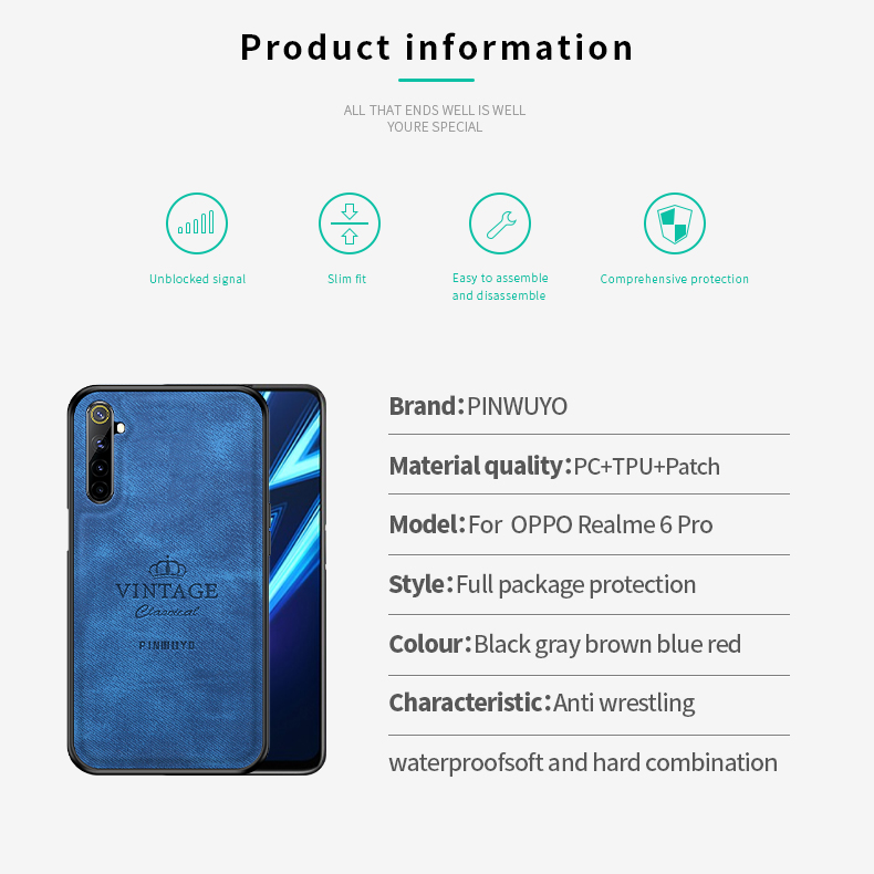 Case Realme 6 Pro # Pre-Order * PINWUYO หนัง PU + PC + วัสดุ TPU การป้องกันที่ดี เพรียวบางและน้ำหนักเบา ไม่ทำให้รู้สึกเทอะทะ *