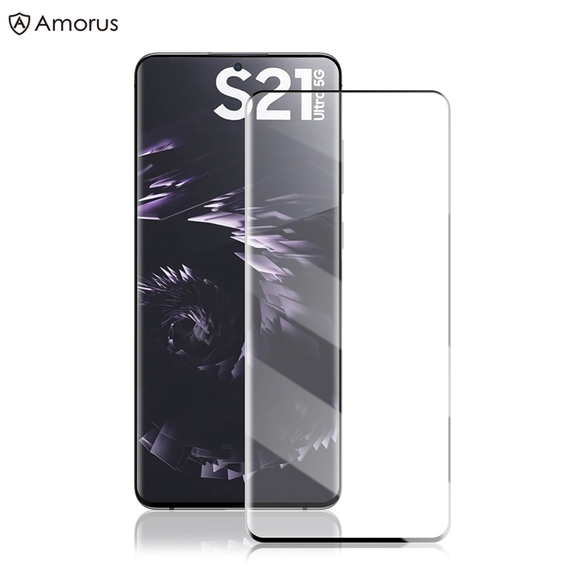 กระจกกันรอย Samsung Galaxy S21 Ultra 5G / Pre-Order * AMORUS เต็มหน้าจอ 3 มิติครอบคลุมโค้งกระจกหน้าจอป้องกัน [Side กาว] *