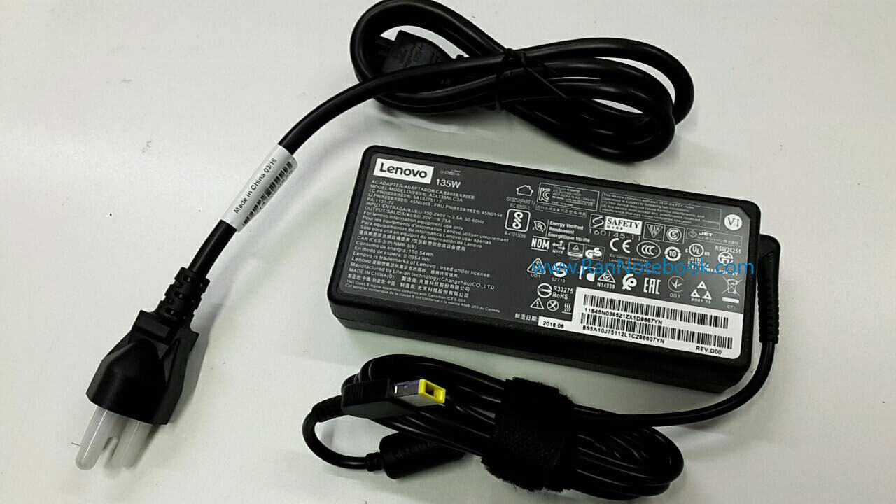 Adapter Lenovo T440p 20V 135W สายชาร์จ โน๊ตบุ๊ค ของแท้ ราคา พิเศษ ประกันศูนย์ Lenovo Thailand