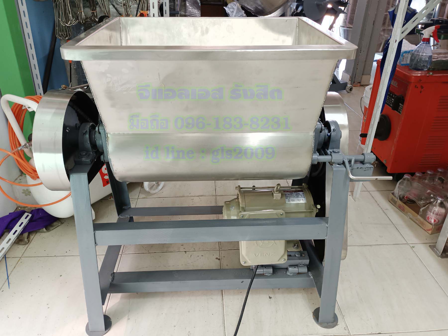 เครื่องนวดแป้งขนมจีนถังสแตนเลสอ๊าคก้อนแขนสแตนเลส