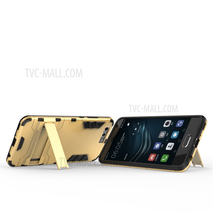 Case Huawei P10 Plus / พร้อมส่ง * เคสพลาสติกไฮบริด + วัสดุ TPU พร้อมขาตั้ง - สีเทา *