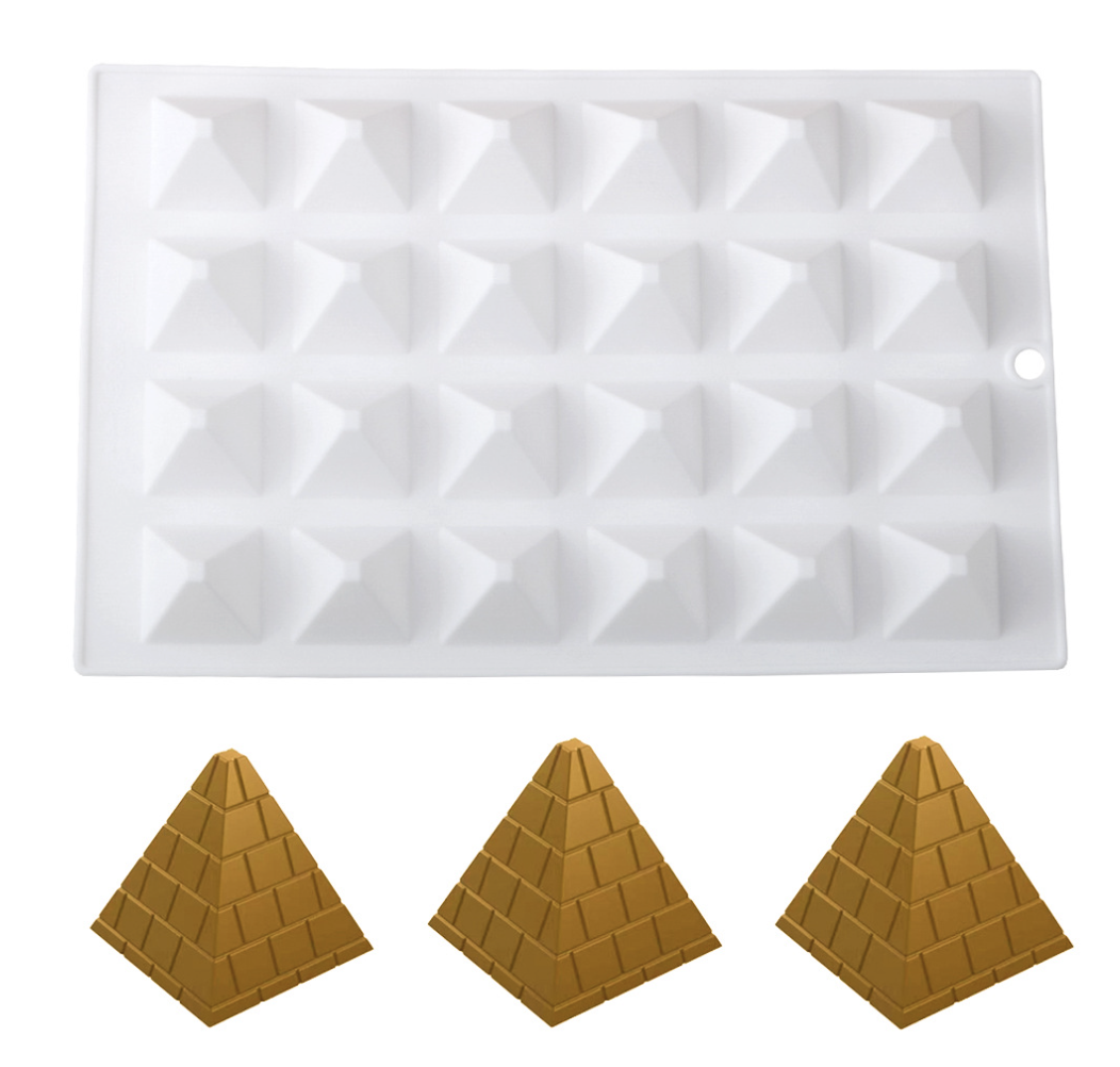 แม่พิมพ์ซิลิโคน ปิรามิด 24 ช่อง 3*3*3.3 cm 15g 005844