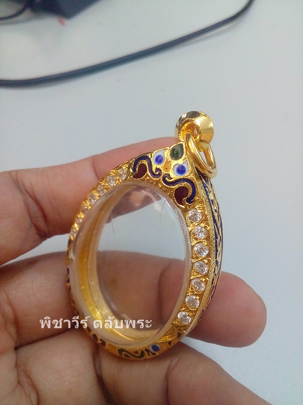 ตลับเงินฝังพลอย-ลงยา ชุบไมครอน