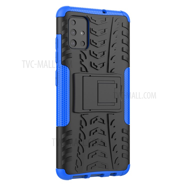 Case Samsung Galaxy A51 / Pre-order * เคสระบายความร้อน Cool Tire Pattern PC + TPU Case พร้อมขาตั้ง *