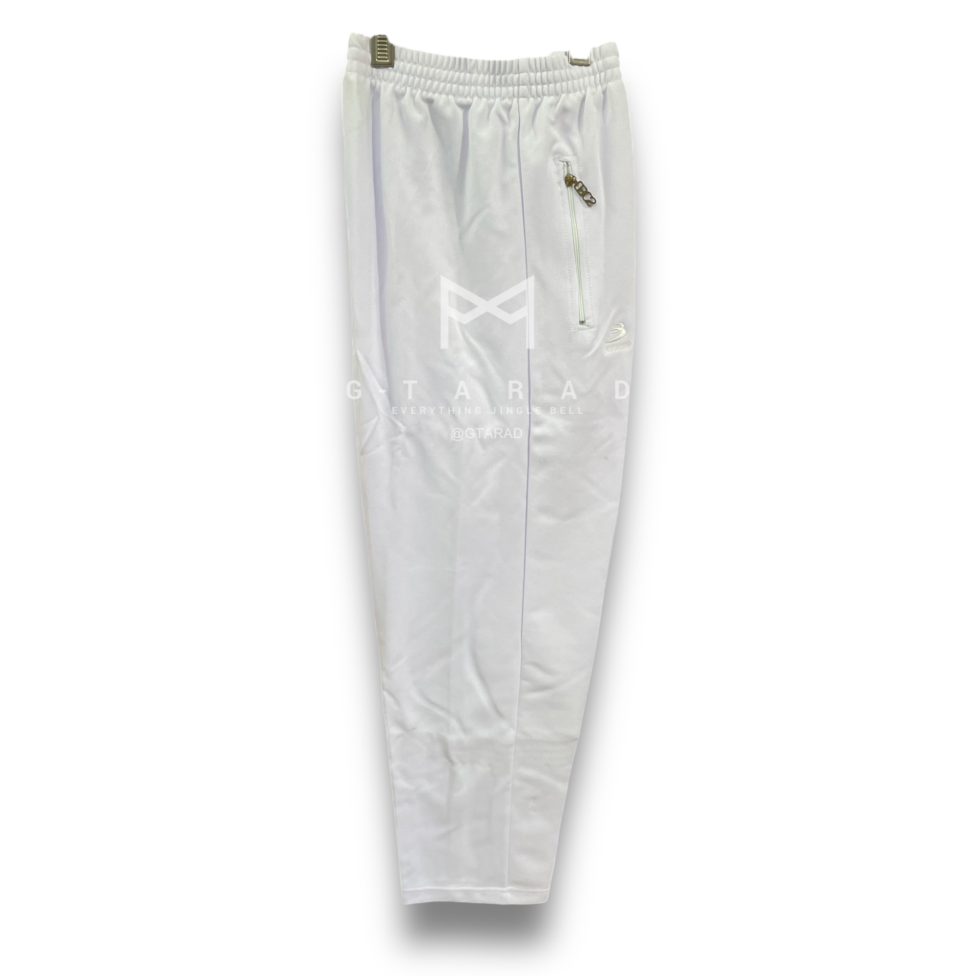 BCS No.3714 กางเกงวอร์ม ขายาว ขาปล่อย สีขาว