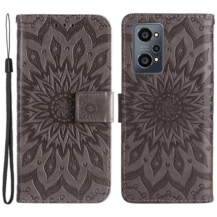Case Realme GT Neo2 # Pre-Order * เคสกระเป๋าสตางค์หนัง PU พิมพ์ลาย Mandala Sun ปกด้านในเคสโทรศัพท์ TPU พร้อมสายคล้องข้อมือ *