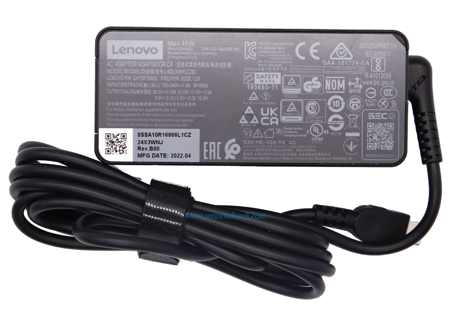 Adapter Lenovo X395 แท้ 45W USB C สายชาร์จโน๊ตบุ๊ค Lenovo X395 02DL100 แท้ ราคาพิเศษ ประกันศูนย์ Lenovo 1 ปี