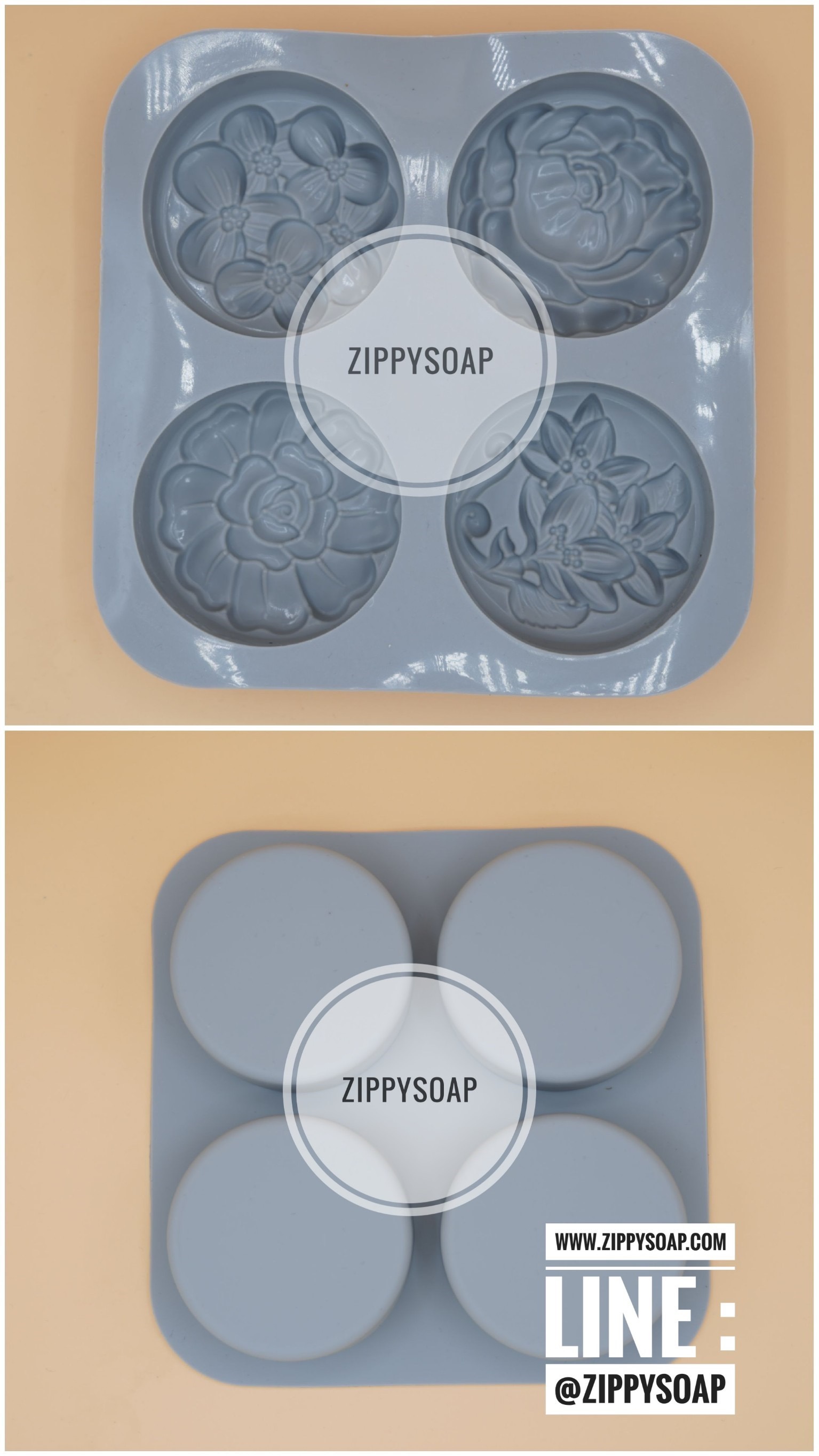 แม่พิมพ์ซิลิโคน ดอกไม้ 4 ช่อง 90g 7*2.8 cm 004930