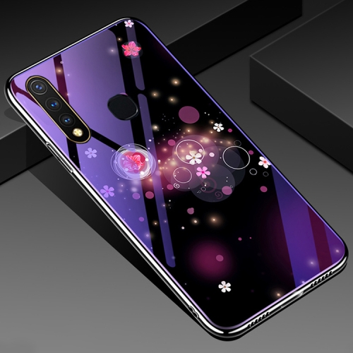 Case Vivo Y19 / Pre-Order * เคสกันกระแทกปกหลังกระจกอิเล็กโทรไลต์สีน้ำเงิน *