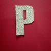ตัวอักษรกากเพชรสีเงิน ขนาด 5 ซม อักษร P