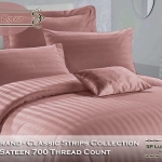 ชุดผ้าปูที่นอนโรงแรมลายริ้ว 6 ฟุต (5 ชิ้น) สีโอโรส