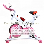 จักรยานออกกําลังกาย ระบบสายพาน Spin Bike แบบมีโช้ค รุ่น 880 สีชมพูหวาน น่ารักมากๆ สวยทนทาน รับประกัน 1 ปี