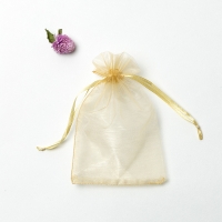 ถุงผ้าไหมแก้วสีทองมีเชือกรูด 100 ชิ้น 7*9cm