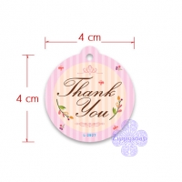ป้ายแขวนสินค้า Tag สีชมพูดอกไม้ Thank you
