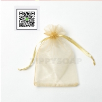 ถุงผ้าไหมแก้วสีทองมีเชือกรูด 100 ชิ้น 9*12cm
