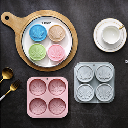 แม่พิมพ์ซิลิโคน วงกลมใบ กัญ ขนาดใบ 110 g 6.8*2.8 cm 4ช่อง 005723