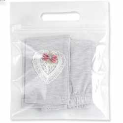 ถุงซองซิป หน้าใสด้านหลังเป็นผ้า มีรูแขวนสีขาว 20x18+5 cm. 50 ชิ้น