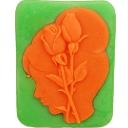 แม่พิมพ์สบู่ รูปผู้หญิง+ดอกกุหลาบ 120g