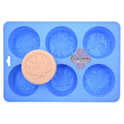 แม่พิมพ์ซิลิโคน วงกลมลายวินเทจคละลาย 6ช่อง 80g 6*2.7 ซม. 007718